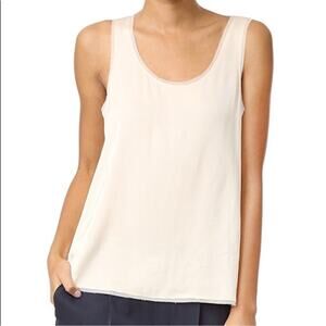 Vince Raw Edge Trimmed Crepe Tank Bleached Cream S